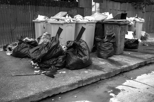 Central London streets with waste removal in action