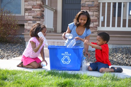 Waste management workers sorting rubbish